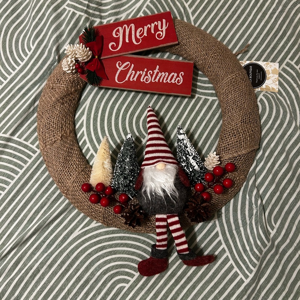 Burlap Gnome “Merry Christmas” Wreath